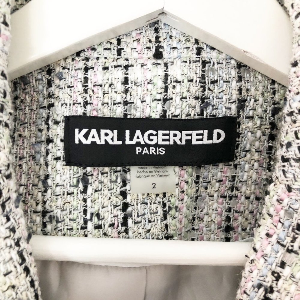 NWT Karl Lagerfeld Paris Tweed Blazer Jacket - 2 - Picture 4 of 13